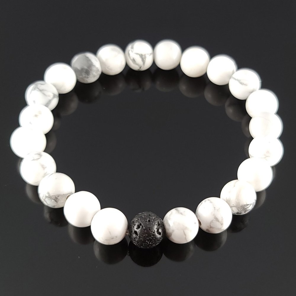 Howlite Stone Lava Rock Healing Bead Bracelet